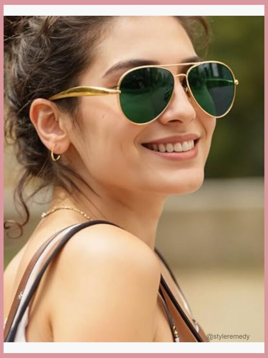 Retro Gold Metal Aviator Sunglasses UV400 Protection Oversized Shades main image 4